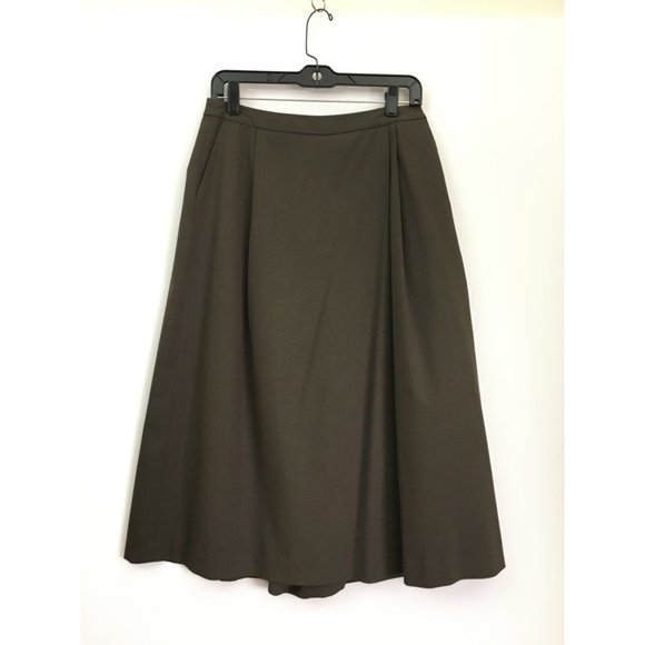 Uniqlo Pants - Uniqlo Skort Womens Size M 28-29" Wide Leg Midi Length Elastic Waist Back Brown